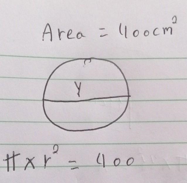 The Y is the diameter Find Y Area of the circle ​-example-1