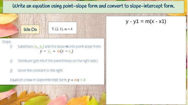 Please look at the slope and write the equation for each problem... Answer this correctly-example-1