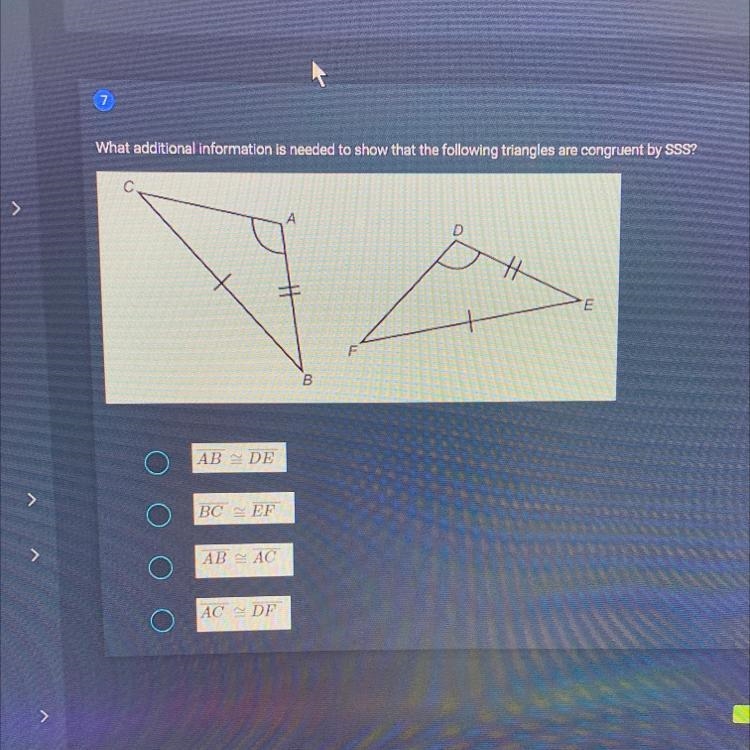 What additional information is needed that the following triangle are congruent by-example-1