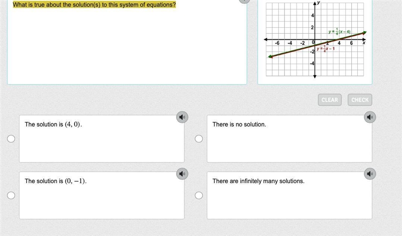 What is true about the solution(s) to this system of equations?-example-1