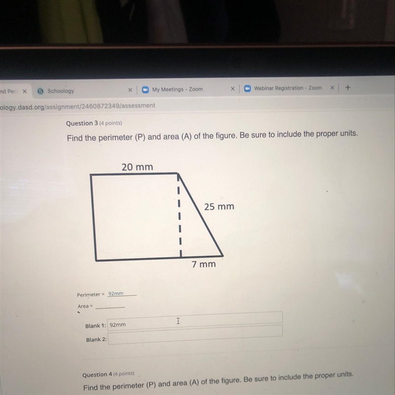 Find perimeter and area of figure-example-1