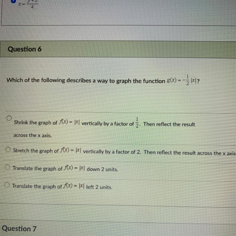 PLS HELP. Which of the following describes a way to graph the function?-example-1