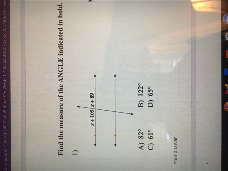 Find the measure of the angle, PLEASE I NEED HELP- I have a test review today, please-example-1