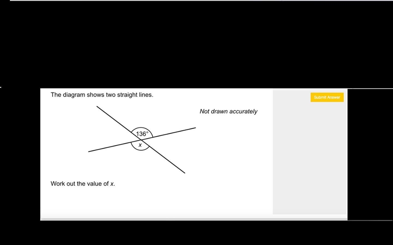 The diagram shows two straight lines. Work out the value of x-example-1