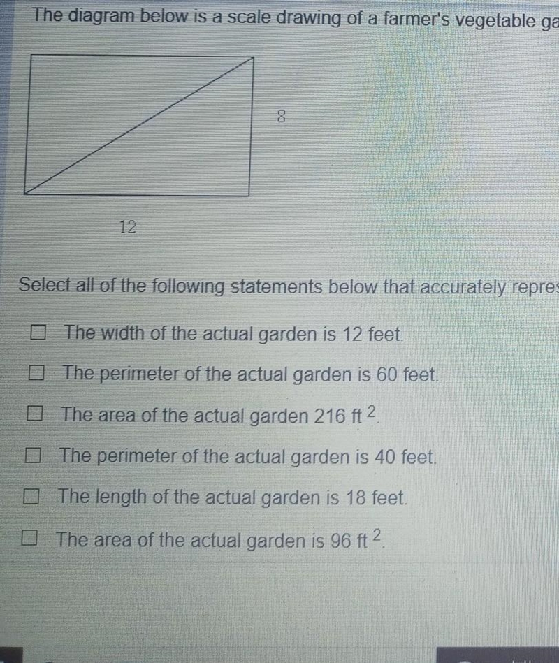 Someone please help me!! The actual garden scale is 1 inch =1.5 feet​-example-1