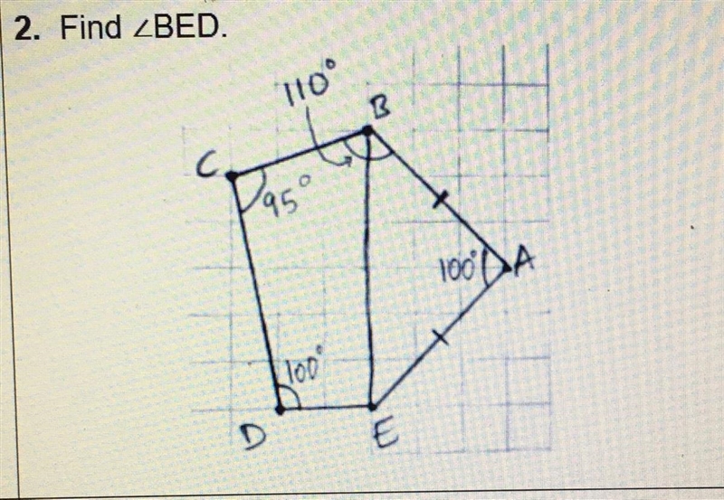 2. Find 110° B С. 95° Pas 100 A 100 E-example-1