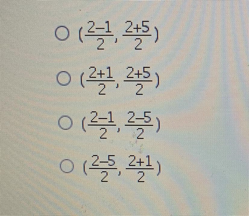 Which of the following shows the correct first step for finding the midpoint between-example-1