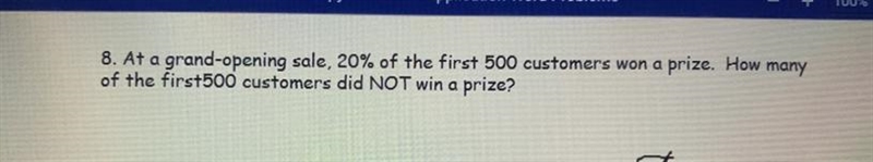 Hurry please at a grand opening sale 20% of the first of 500 customers won a prize-example-1