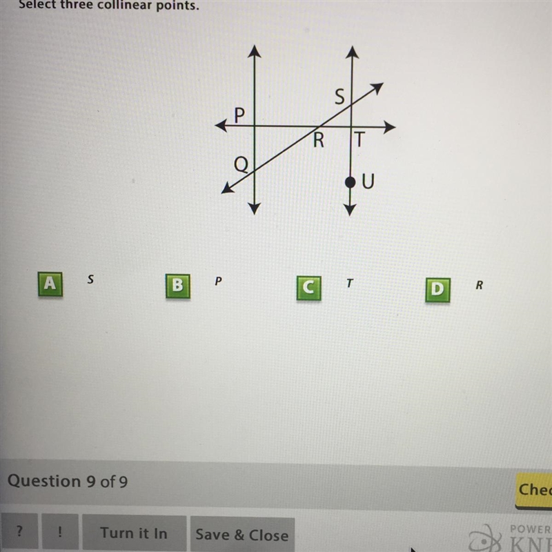 Select three collinear points.-example-1