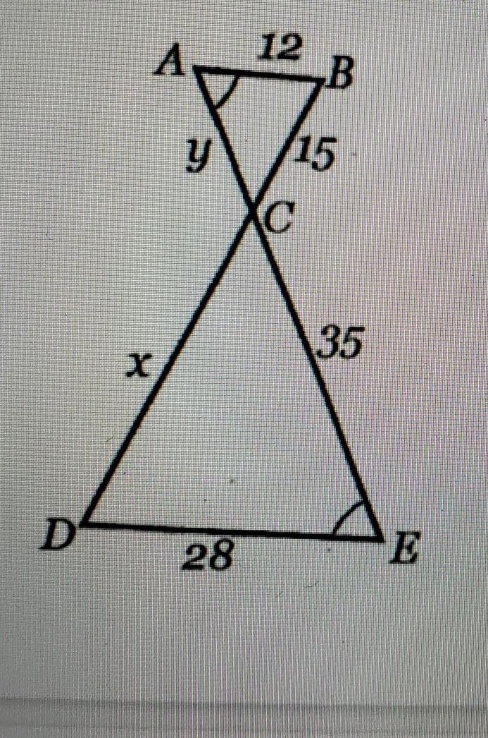 Given that ACAB - ACED, lind the value of y to 1 dermal place ​-example-1