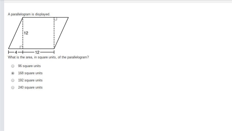 A parallelogram is displayed. The quadrilateral is made up of one rectangle and two-example-1