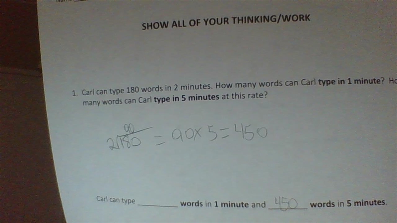 Carl can type 180 words in 2 minutes. How many words can Carl type in 1 minute?-example-1