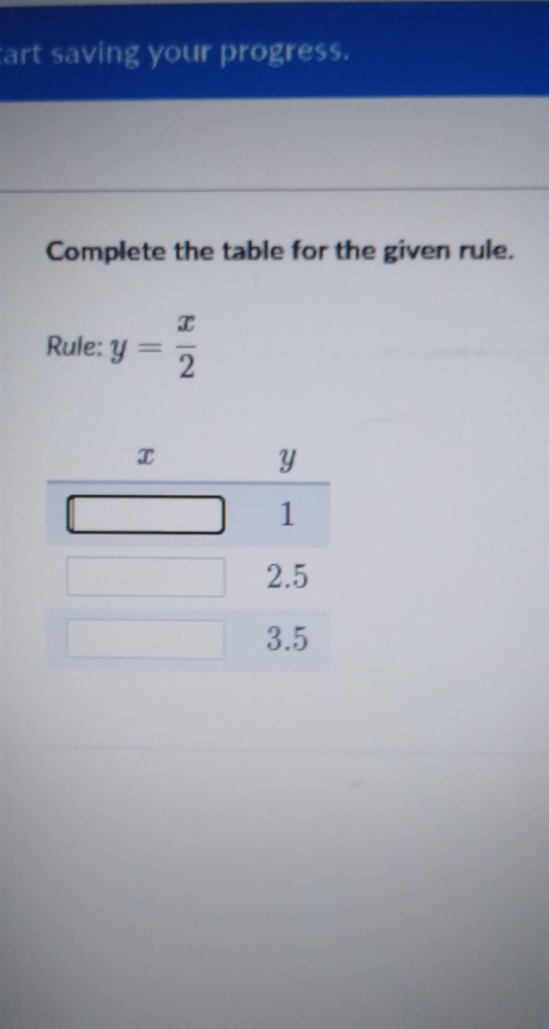 Complete the table for the given rule​-example-1