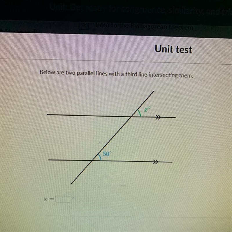 Below are two parallel lines with a third line intersecting them.-example-1