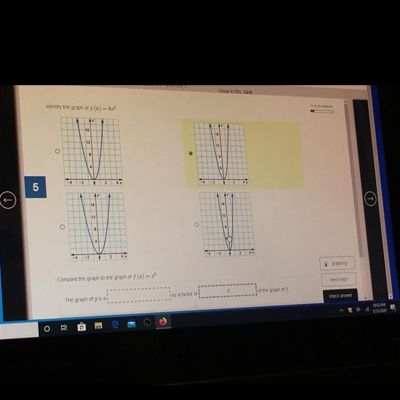 The graph of g is a ( vertical stretch, vertical shrink, reflection in the x axis-example-1