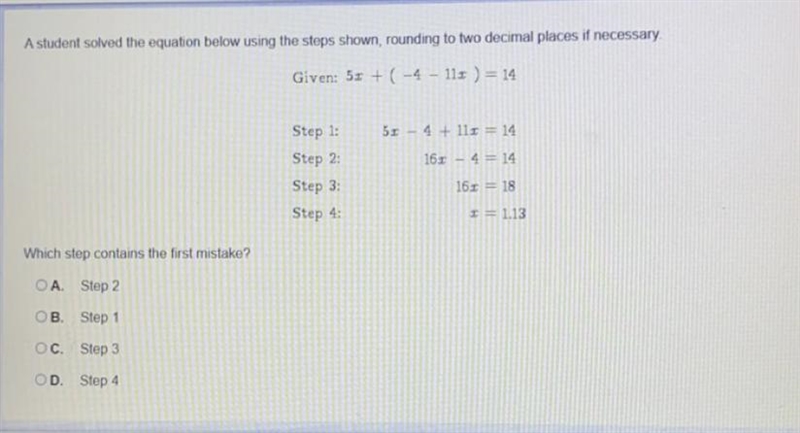 A student solved the equation below using the steps shown, rounding to two decimal-example-1