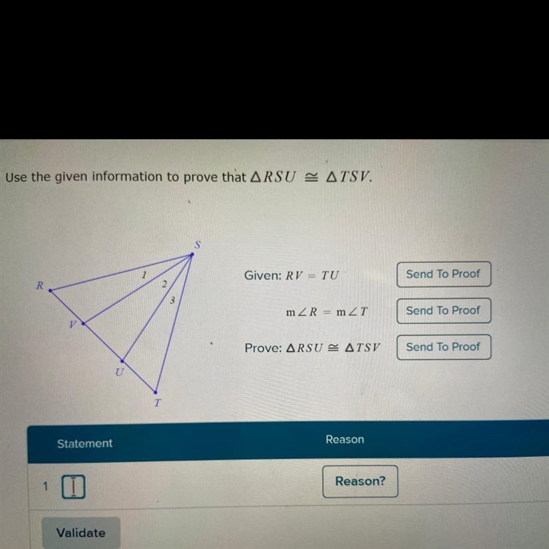 Use the given information to prove that RSU=TSV-example-1