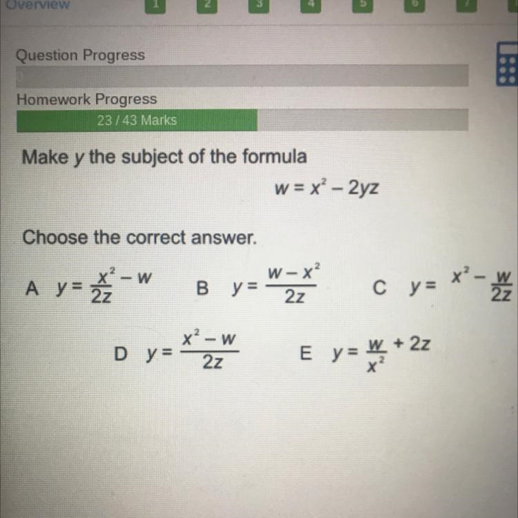 Make y the subject of the formula.-example-1