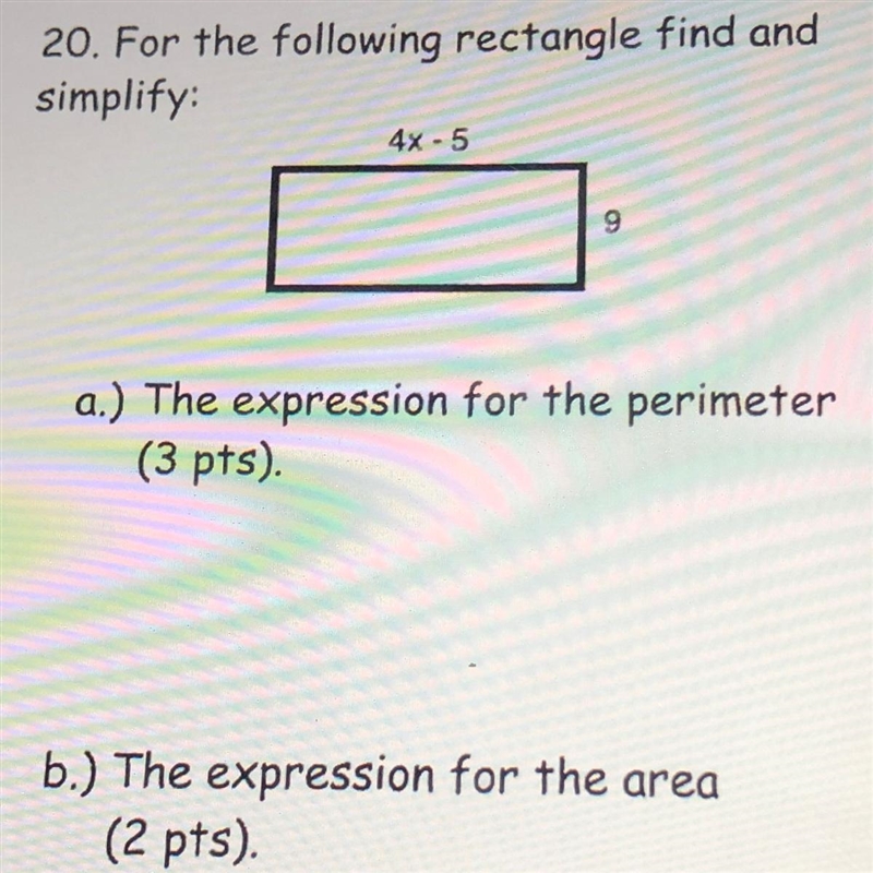 For the following rectangle find and simplify The expression for the perimeter-example-1