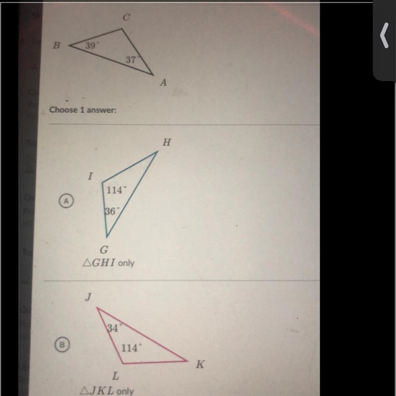 Can someone please help? the question is which triangles are similar to ABC?-example-1