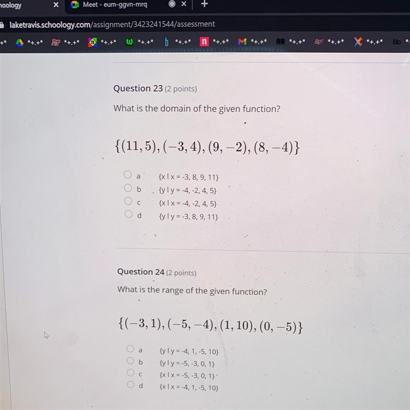 PLEASE HELP!!!! what is the domain of the given function? i need answers for both-example-1