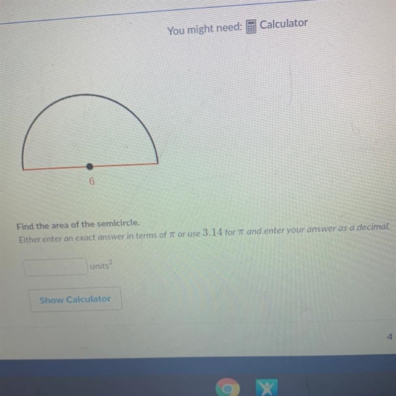 What’s the area of the semi circle-example-1