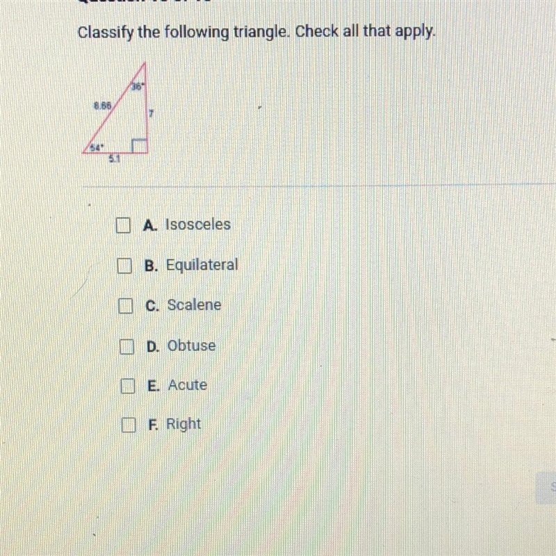 !!Help!! Classify the following triangle. Check all that apply.-example-1