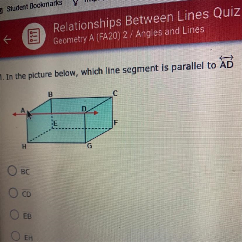 In the picture below, which segment is parallel to AD-example-1