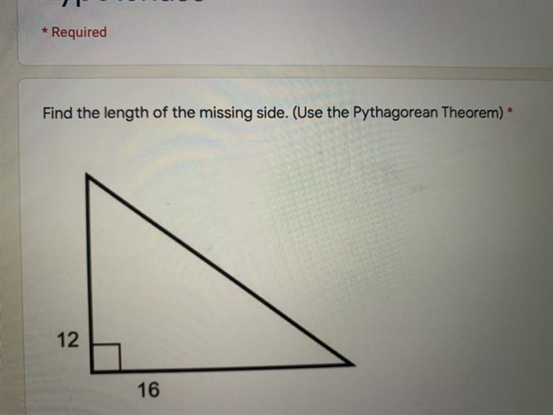 Find the length of the missing side. (Use the Pythagorean theorem)-example-1