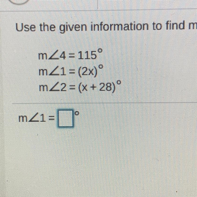 M24 = 115° mZ1 = (2x) m22 = (x + 28)-example-1