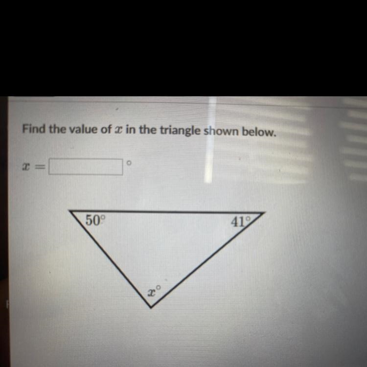 Find the value of r in the triangle shown below. X = 50° 41°-example-1