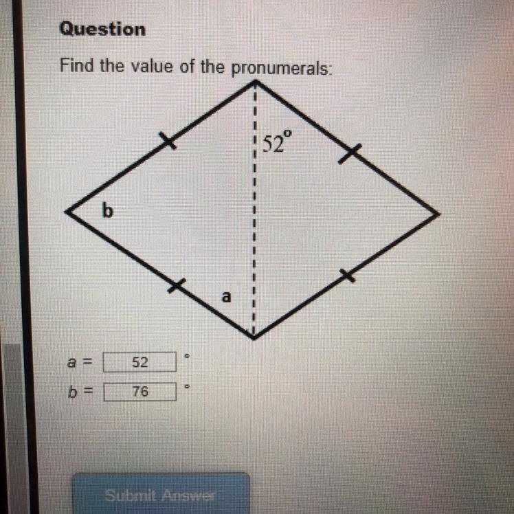 Someone please help me find the value of a and b, pretty sure my answers are wrong-example-1