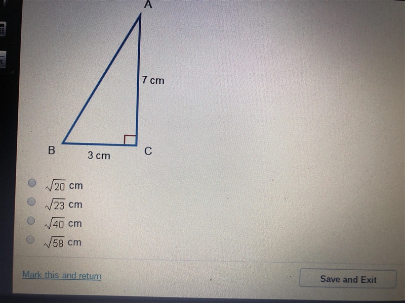 What is the length of the hypotenuse of the triangle ?-example-2