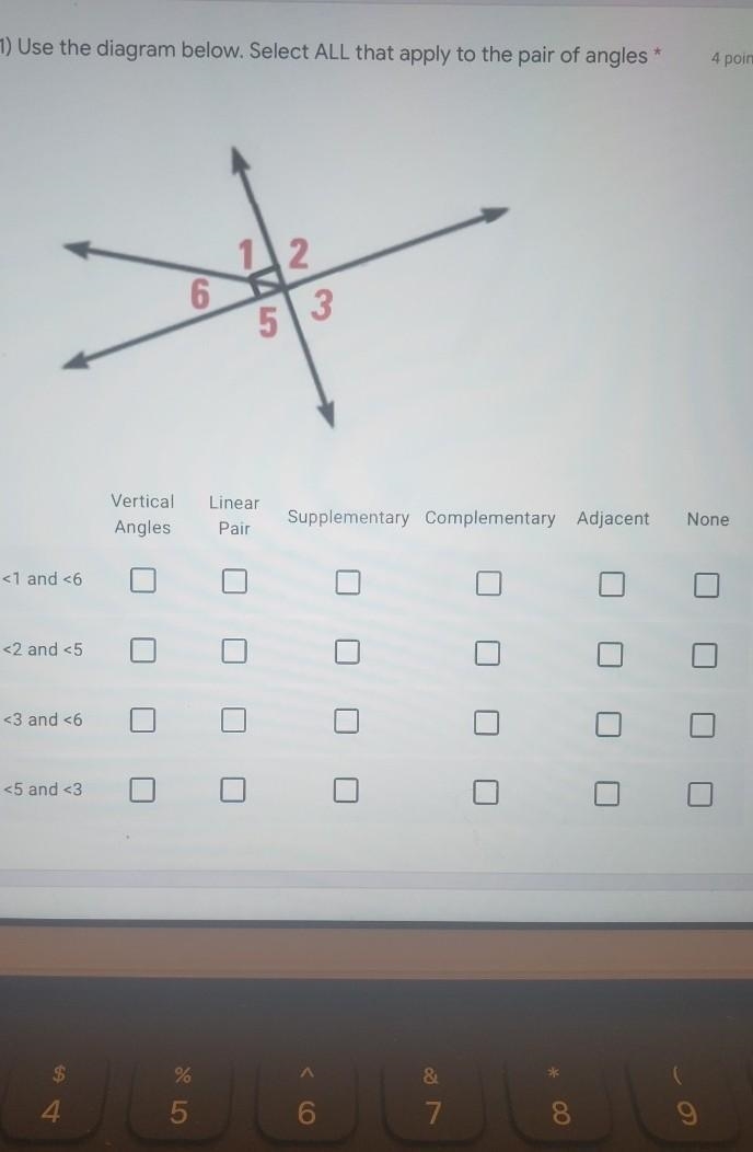 What angles go with the angle pairs? Just a simple checklist please :).​-example-1