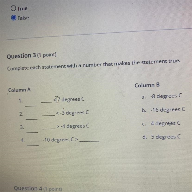 Complete each statement with a number that makes the statement true. Column A Column-example-1