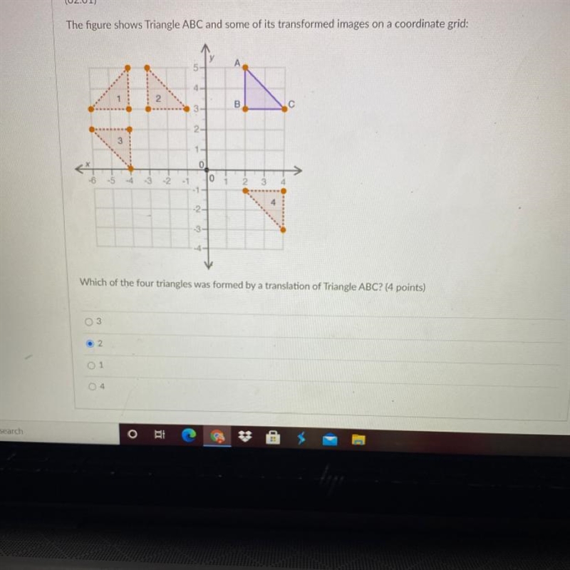 The figure shows Triangle ABC and some of its transformed images on a coordinate grid-example-1