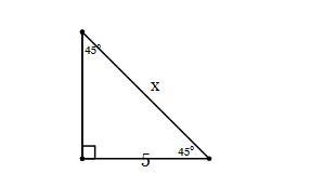 Find the length of side x in simplest radical form with a rational denominator.-example-1