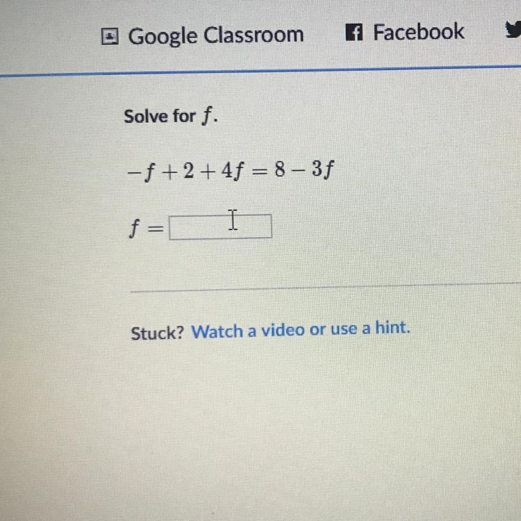 Solve for f, what is f-example-1