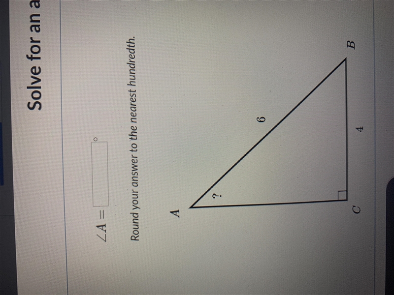 Solve for angle in right triangles can someone answer please-example-1