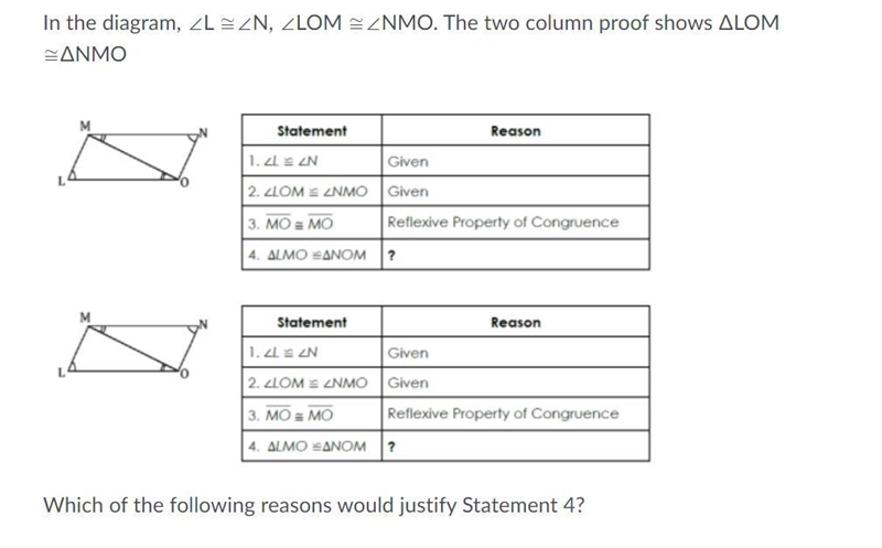 Help please Which of the following reasons would justify Statement 4?-example-1