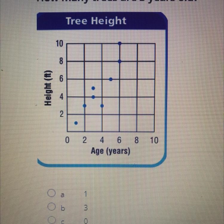 How many trees are 3 years old? A. 1 B. 3 C. 0 D. 2-example-1