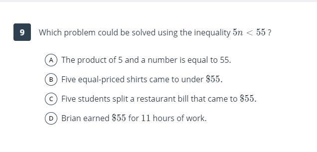 Which problem could be solved using the inequality 5n<55-example-1