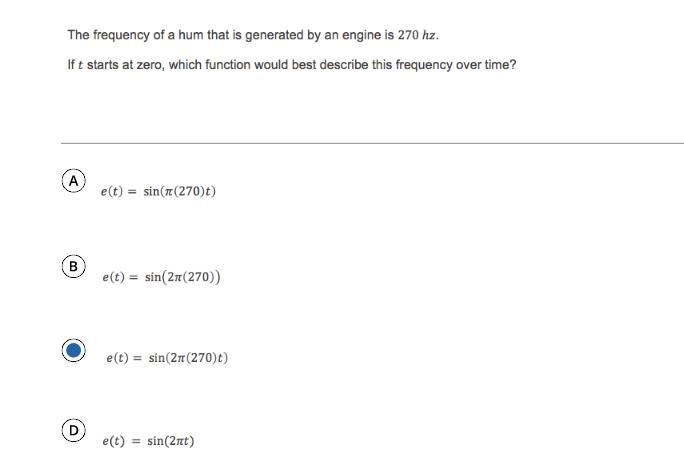 The frequency of a hum that is generated by an engine is 270hz. If t starts at zero-example-1