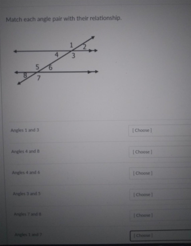 help me... the angle pairs.. for example linear pair, vertical angles... that stuff-example-1