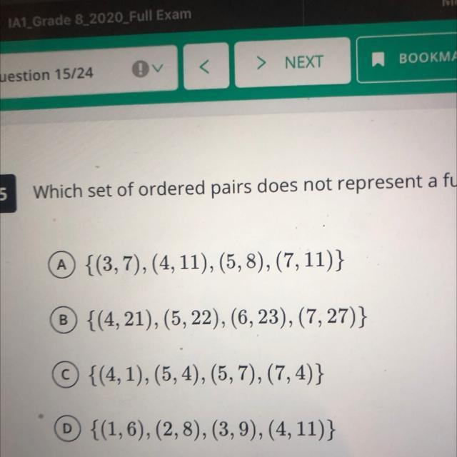 Which set of ordered pairs dose not represent a function?-example-1