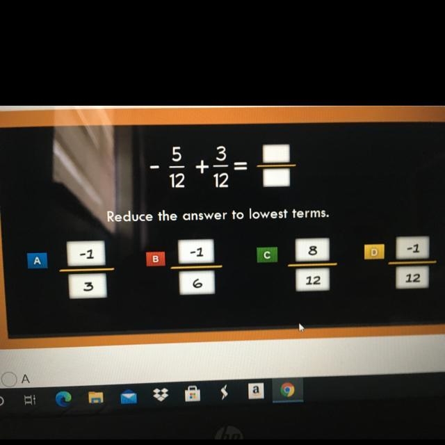 Addition and Subtraction of Rational Numbers - Question 8 8 k fueleducation" 8 9 | 5 12 += 3 12 Reduce-example-1