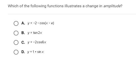 Which of the following functions illustrates a change in amplitude?-example-1