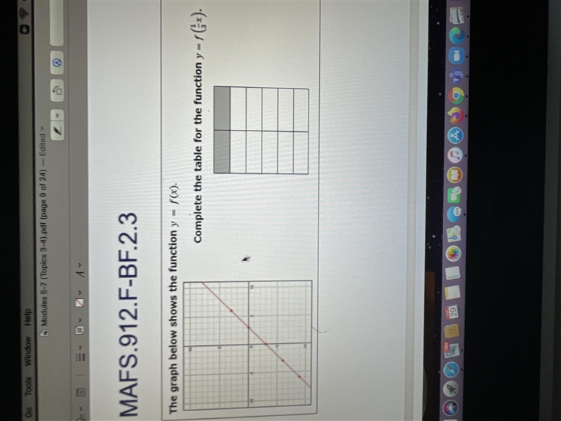 Complete the table for the function y=f(1/3x)-example-1