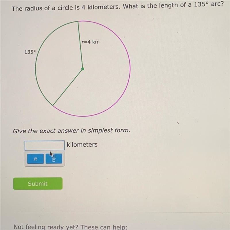 What is the length of a 135 arc-example-1