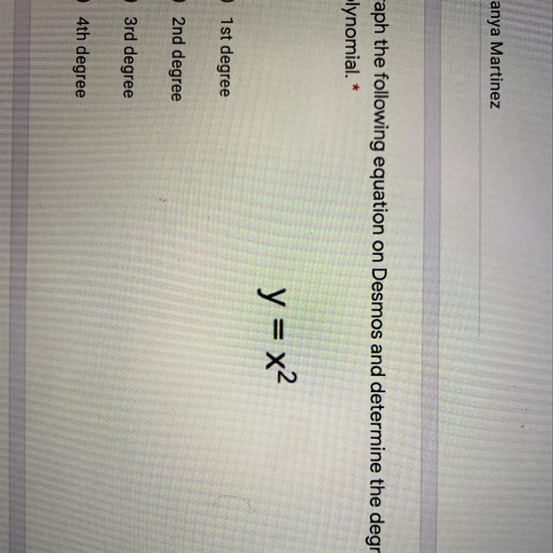 What is the degree of y= x2-example-1